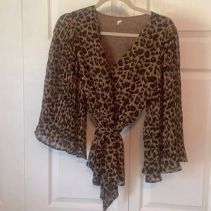 Cheetah print v-neck blouse